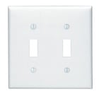 2-Gang Toggle Device Switch Wallplate, Standard Size, Thermoplastic Nylon, Device Mount, White