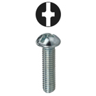 Machine Screw, Steel material, 1/4 x 1-1/4 in. Size, Round head type, Zinc Plated Finish, Slotted/Phillips drive type, Patented Invincibox Packaging
