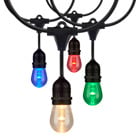 48-Foot LED String Light Fixture with 15-S14 Lamps - 12 Volts - RGBW with Infrared Remote
