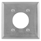 Hubbell Wiring Device Kellems, Wallplates and Boxes, Metallic Plates, 2-Gang, 1) 2.15" Opening, Standard Size, Stainless Steel, 4 Bolt Mount