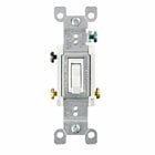 15 Amp, 120 Volt, Toggle Framed 3-Way AC Quiet Switch, Residential Grade, Grounding, Quickwire Push-In & Side Wired, White
