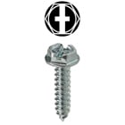 Sheet Metal Screw, Steel material, 2 in. length, #10 thread size, 5/16 in. head width, Hex Washer head type, Zinc Plated Finish, Slotted/Phillips drive type